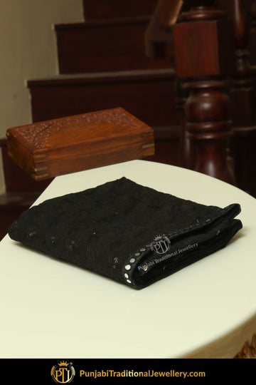 Black Color Pure Phulkari Dupatta By Punjabi Traditional Jewellery